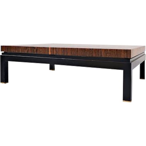 Tavolino vintage in legno e ottone di Jules Wabbes, Belgio, 1960