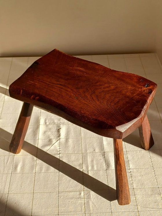 Image 1 of Vintage 1950s-1970s oak bench. Brutalist style.