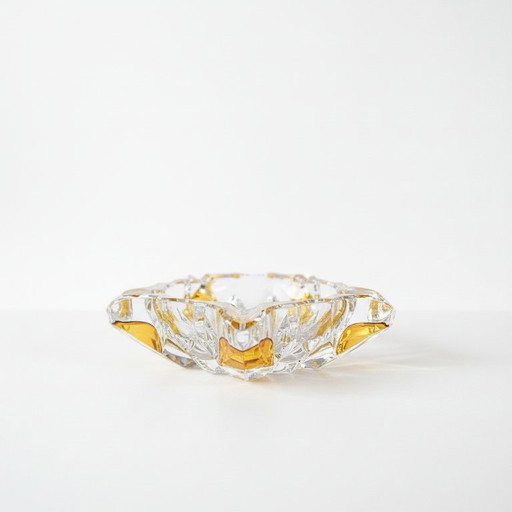 Vintage 1970 Anna Hutte Clear Lead Crystal Glass Ashtray