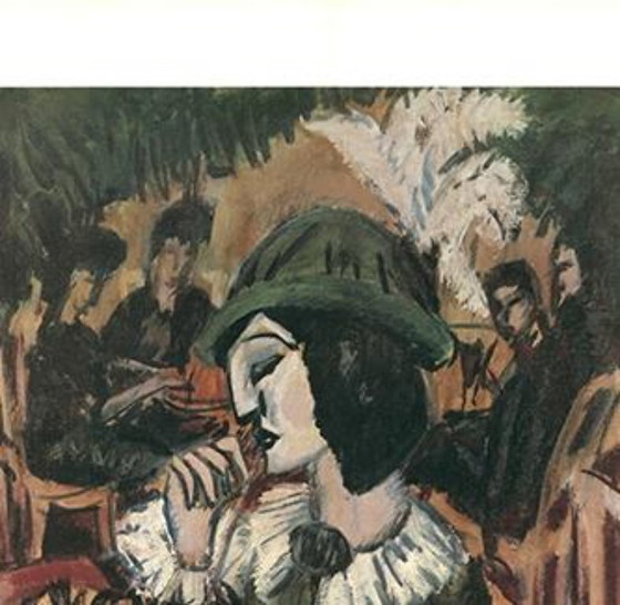 Image 1 of Estampe expressionniste de Kirchner – Scène de café dans un jardin (1912)