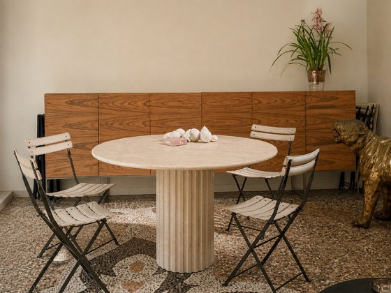 Image 1 of Mesa de comedor rectangular de madera maciza de travertino – mesa de piedra natural