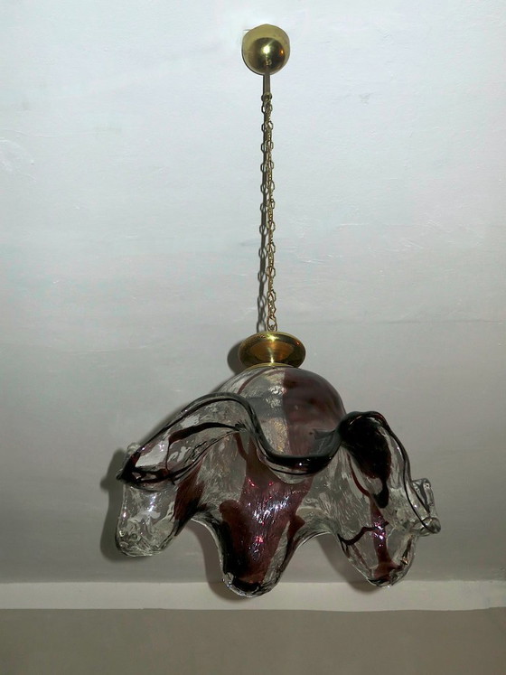 Image 1 of Grande suspension artistique en verre par Pertti Santalahti pour Humppila, Norvège 1960