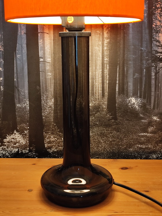 Image 1 of Vintage tafellamp in Space Age-stijl, oranje gerookt glas, Zweden, jaren 70.