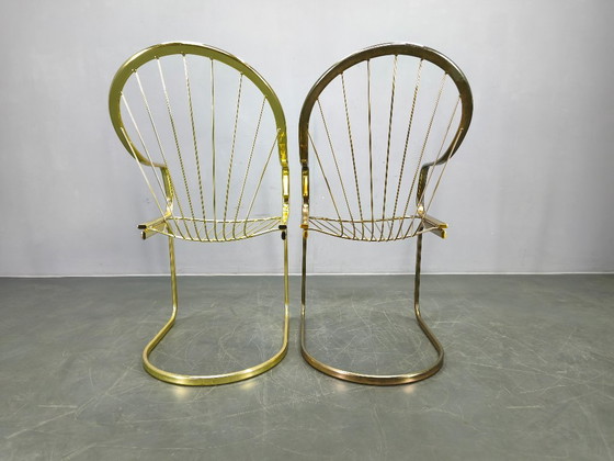 Image 1 of Set of 5 Gastone Rinaldi Brass Dining Chairs for Rima, Italy 1970s
