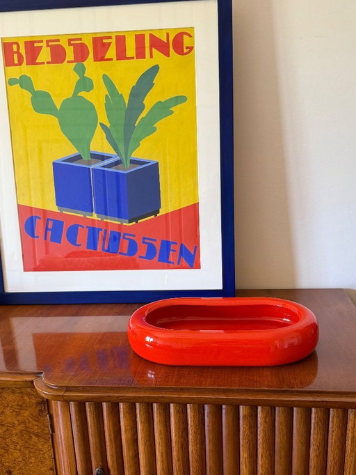 Space age orange ceramic tray / vide poche, Italy ca. 1970