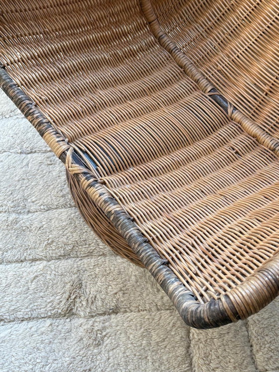 Image 1 of Drehstuhl aus Rattan und Korbgeflecht im Stil der 70er Jahre