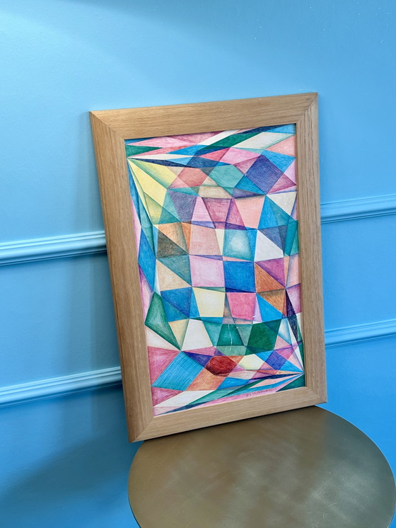 Image 1 of Joop van Bossum Dipinto astratto multicolore 30 x 50 cm