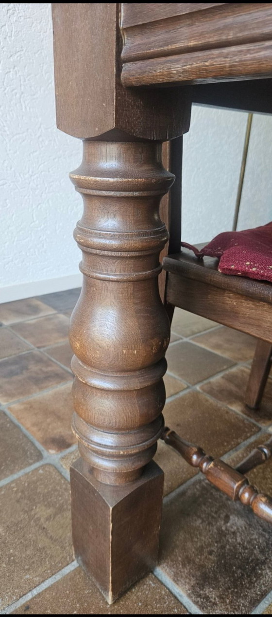 Mesa de comedor antigua de roble con sillas – Mesas de comedor, Textile, Wood (photo 5 of 7)