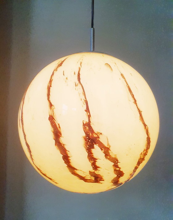 Image 1 of Art Deco vintage pendant lamp made of marbled glass