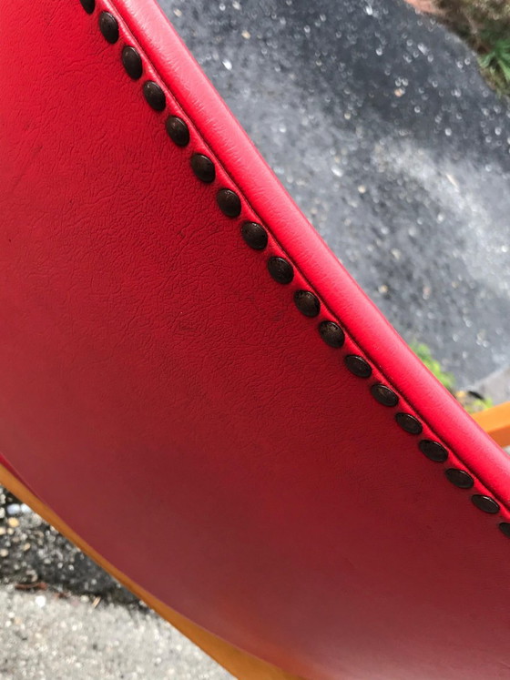 Hungarian Red Faux Leather Desk Chair, 1960s – Office chairs (photo 5 of 6)