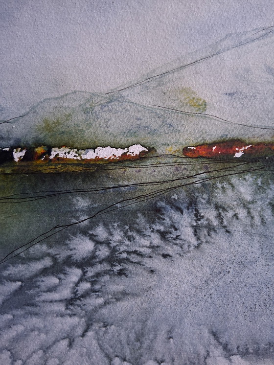 Image 1 of Spring in the mountains,watercolor on paper in mixed media