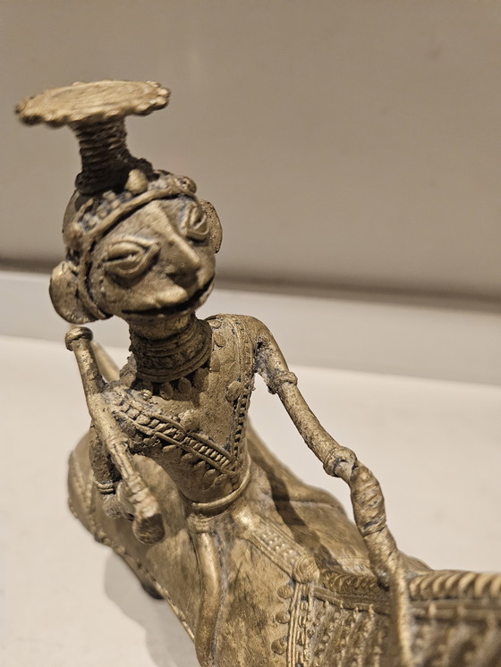 Image 1 of Bastar tribale kunst Dhorka messing paard en ruiter
