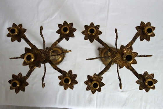 Pair of Cherub Gilt Bronze Candlesticks, early 20th Century, Decorative Objects, Brass, Gold, Vintage (photo 3 of 13)
