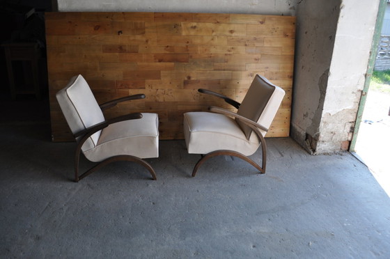 Lounge Chairs by Jindřich Halabala, 1930s, Set of 2 – Chairs and lounge chairs, Velvet (photo 3 of 8)