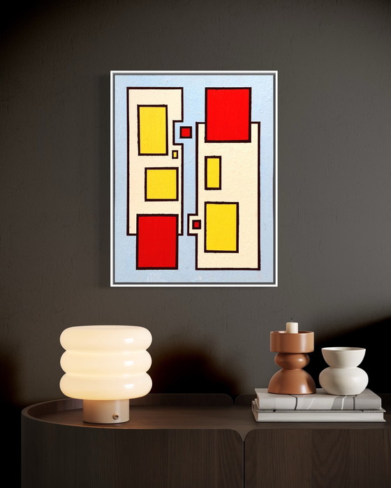 Image 1 of Shozo Hirai - Rare constructivist painting on panel circa 1980