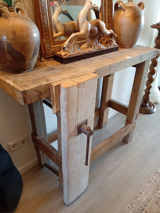 Banco de trabajo/mesa auxiliar antigua – consoles, Metal, Wood (photo 2 of 10)