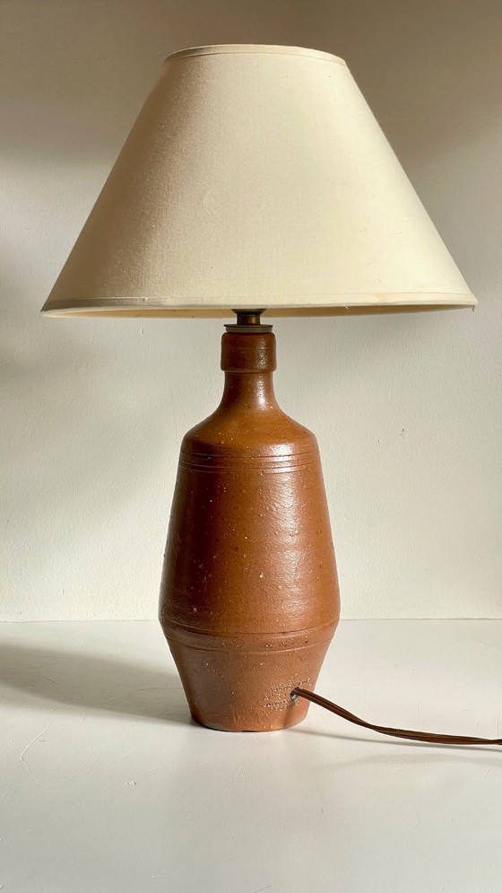 Image 1 of Vintage Portuguese glazed stoneware handcrafted lamp
