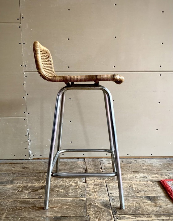 Image 1 of 4 sgabelli da bar Dirk van Sliedrecht/Rohe con sedili in rattan