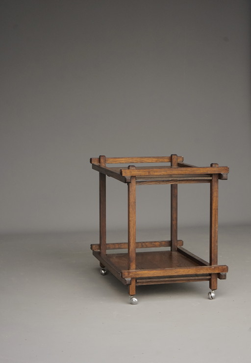 Modernist Oak Tea trolley. 1950s