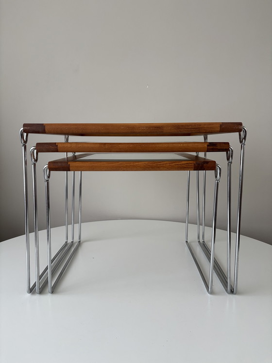Image 1 of Vintage Hyllinge Möbler Denemarken mimiset, nesting tables 