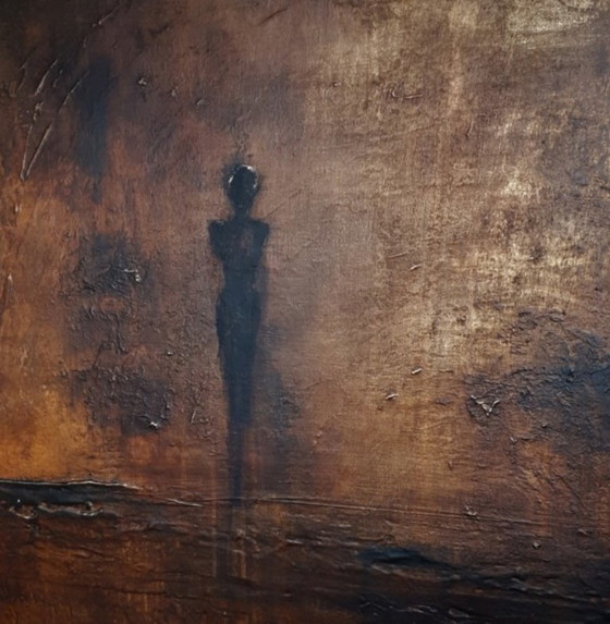 Image 1 of Frances Eckhardt - modern art figurative painting hand-painted dark mysterious 90x90 cm
