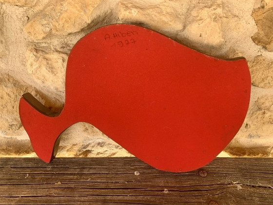 Image 1 of Vintage, Scandinavische houten vissculptuur van A. Hiben, 1977.