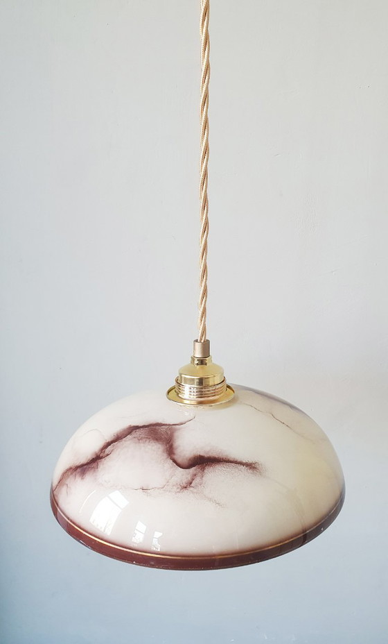 Image 1 of Set di lampade a sospensione vintage in opalino marmorizzato