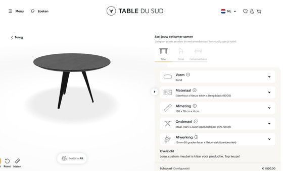 Image 1 of Mesa redonda de roble negro (135 cm) - Table du Sud