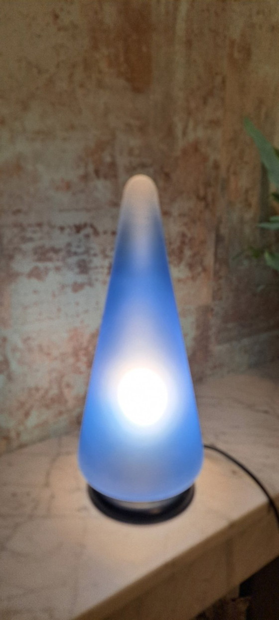 Image 1 of Vintage glass cone table lamp Space Age Design Glass, Blue