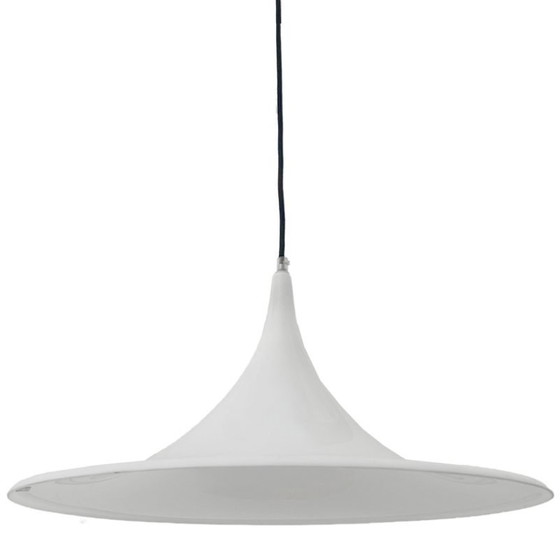 Image 1 of Vintage trumpet lamp witch hat Dijkstra white plastic