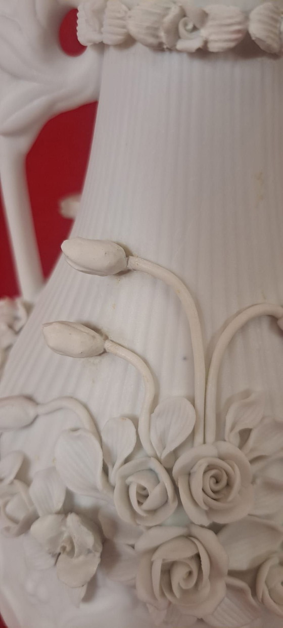 Biskuitporzellan Vase 1980, Vasen, Weiß (Foto 6 von 8)
