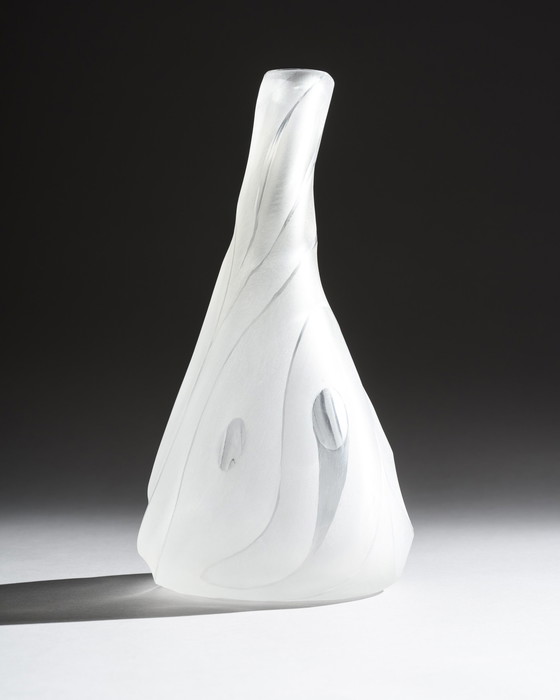 Image 1 of Brutalistische Kunstglasvase, deutsches Studio, signiert HM 1978, Hanns Model Stuttgart, 32 cm