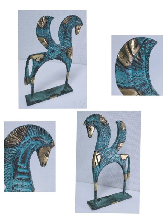 Image 1 of estatua pégase bronce pátina verde