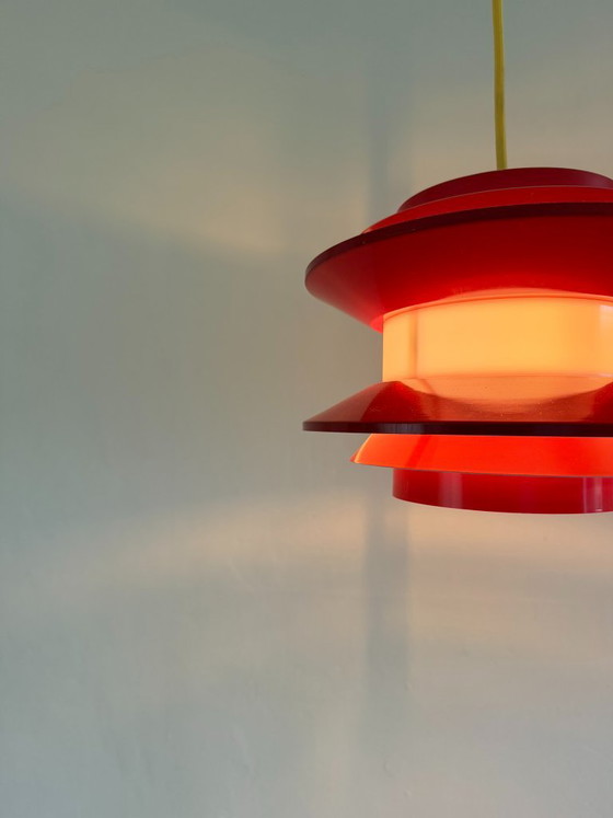 Vintage Carl Thore Trava hanglamp - Zweedse designlamp, Granhaga, Hanglampen, Aluminium, Rood (foto 3 van 10)