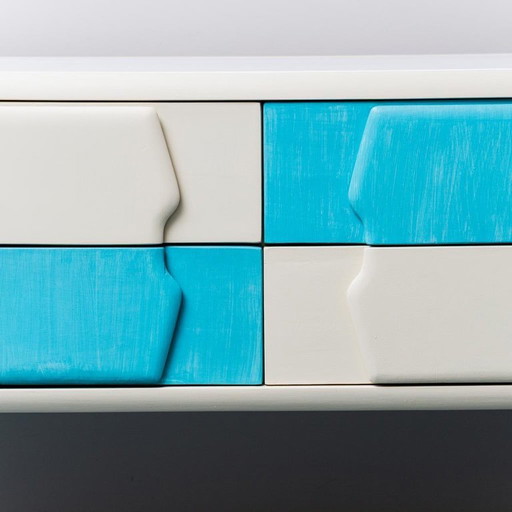 SIDEBOARD MOBILE WHITE WOOD METAL 60S VINTAGE MODERN ANTIQUE