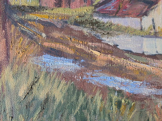 Vintage Oil Landscape Painting - Impasto Barn Scene – Paintings & Drawings, Canvas (photo 10 of 12)