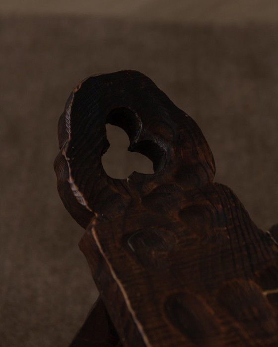 Image 1 of Spanish brutalist tripod chair made of solid wood