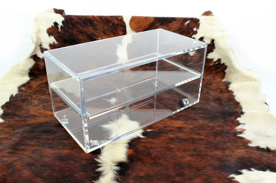 Image 1 of As New, Very High Quality Mid - Century Acrylic Glass Trolley / Coffee Table with Pull-Out Tray, Completely Restored