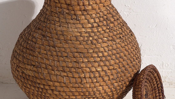 Antiker Korb mit Deckel (ca. 1920) #1 – Dekorative Objekte, Wicker, Rustic (photo 3 of 9)