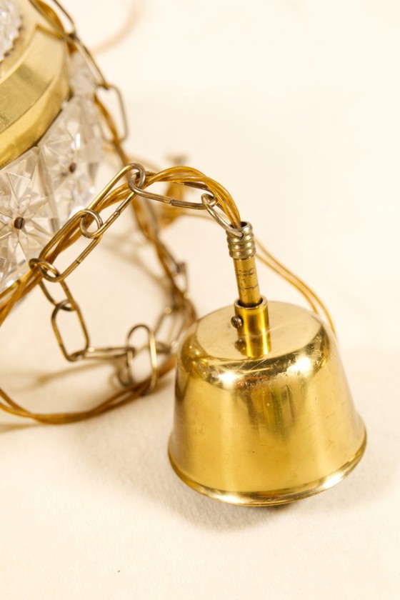 Image 1 of Lampada a sospensione Vitrika 'Prizmpendel' in ottone e vetro pressato