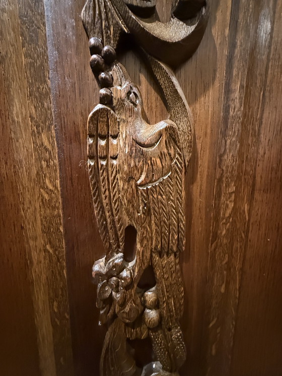 Image 1 of Chêne sculpté à la main, qualité musée, style Renaissance hollandaise, Groenloos, XIXe siècle.