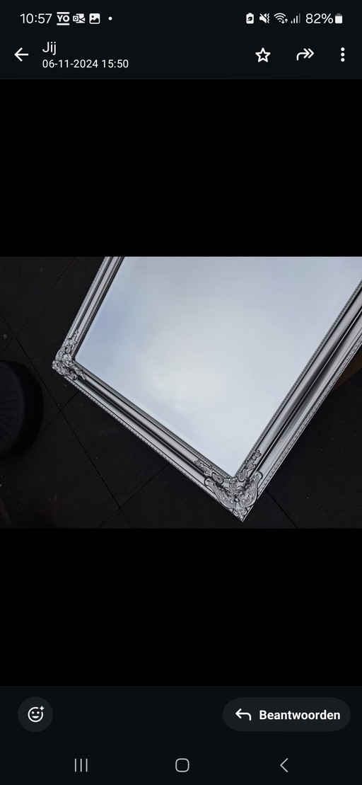 Large silver antique-look mirror