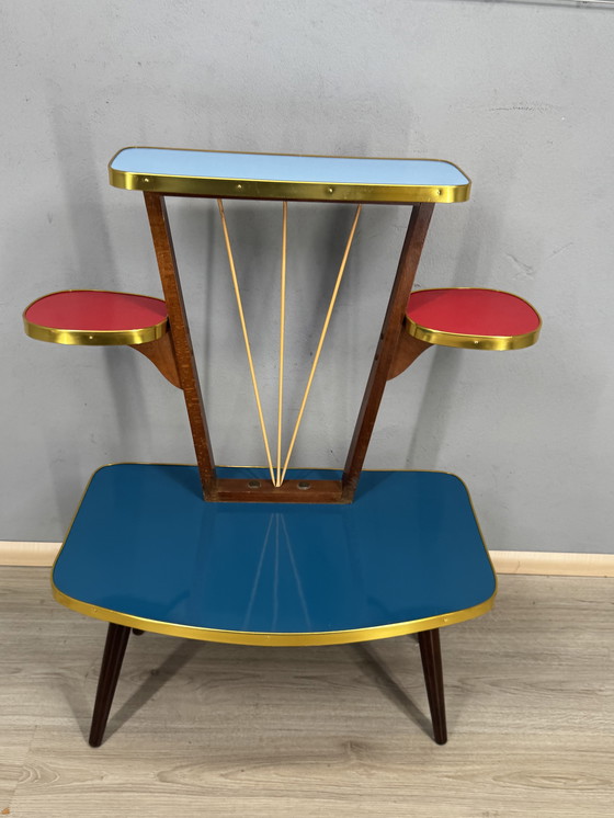 Image 1 of Vintage Formica Mid-Century Plantentafel met Space Age vibes