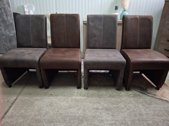 Image 1 of 4 sedie da pranzo in pelle mobili, 2 colori