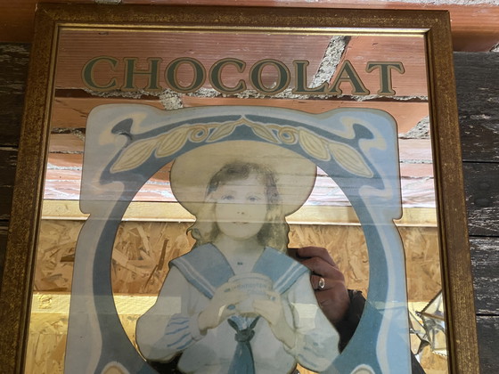 Image 1 of Miroir Publicitaire Bistrot Ancien Chocolat VAN HOUTEN Suchard vintage #D374
