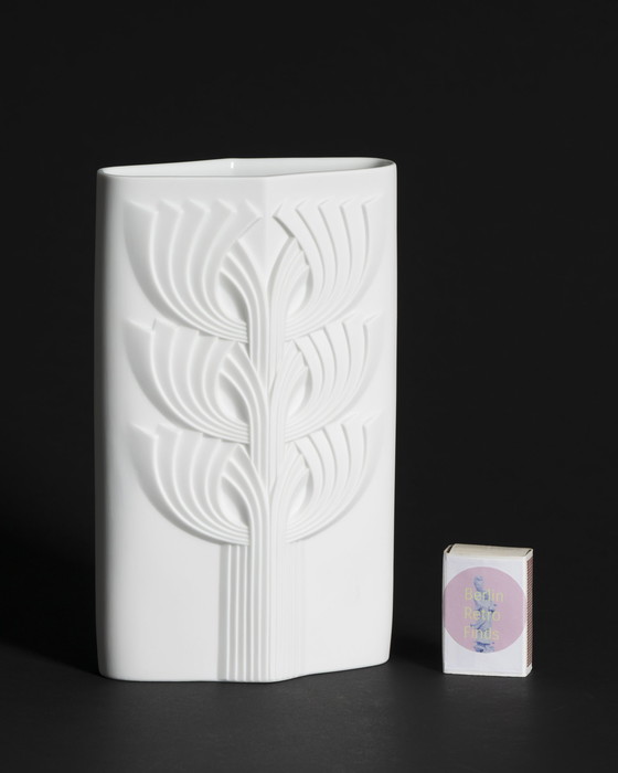 Image 1 of Rosenthal Rosemonde Nairac Bisque Porcelaine Vase Duo Tree Of Life Op-Art Noir & Blanc