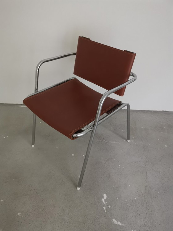 Pair of TBA chairs by Christophe Gevers - re-edition by BE-Classics – Dining chairs, Metal, Leather (photo 2 of 16)