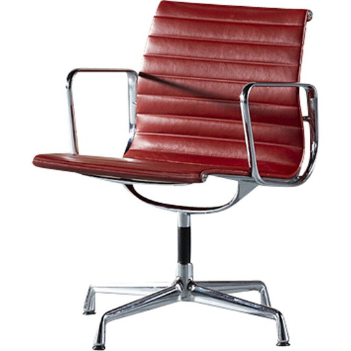 Silla vintage Vitra EA 108 en aluminio y cuero de Charles y Ray Eames, Alemania, 1990