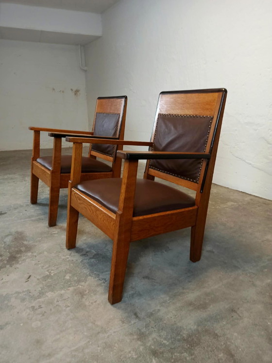 2 x Art Deco armchairs – Skai, Wood (photo 5 of 15)