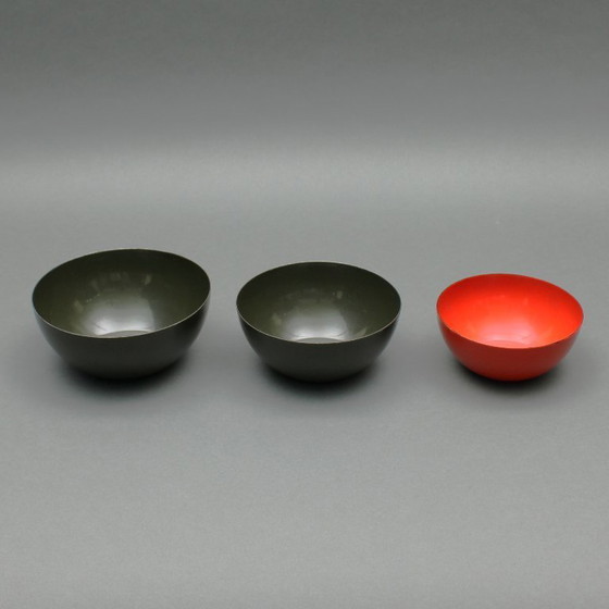 Image 1 of Kaj Franck (1911-1989) - Juego de tres cuencos esmaltados - Finel - Hecho en Finlandia - Escandinavia